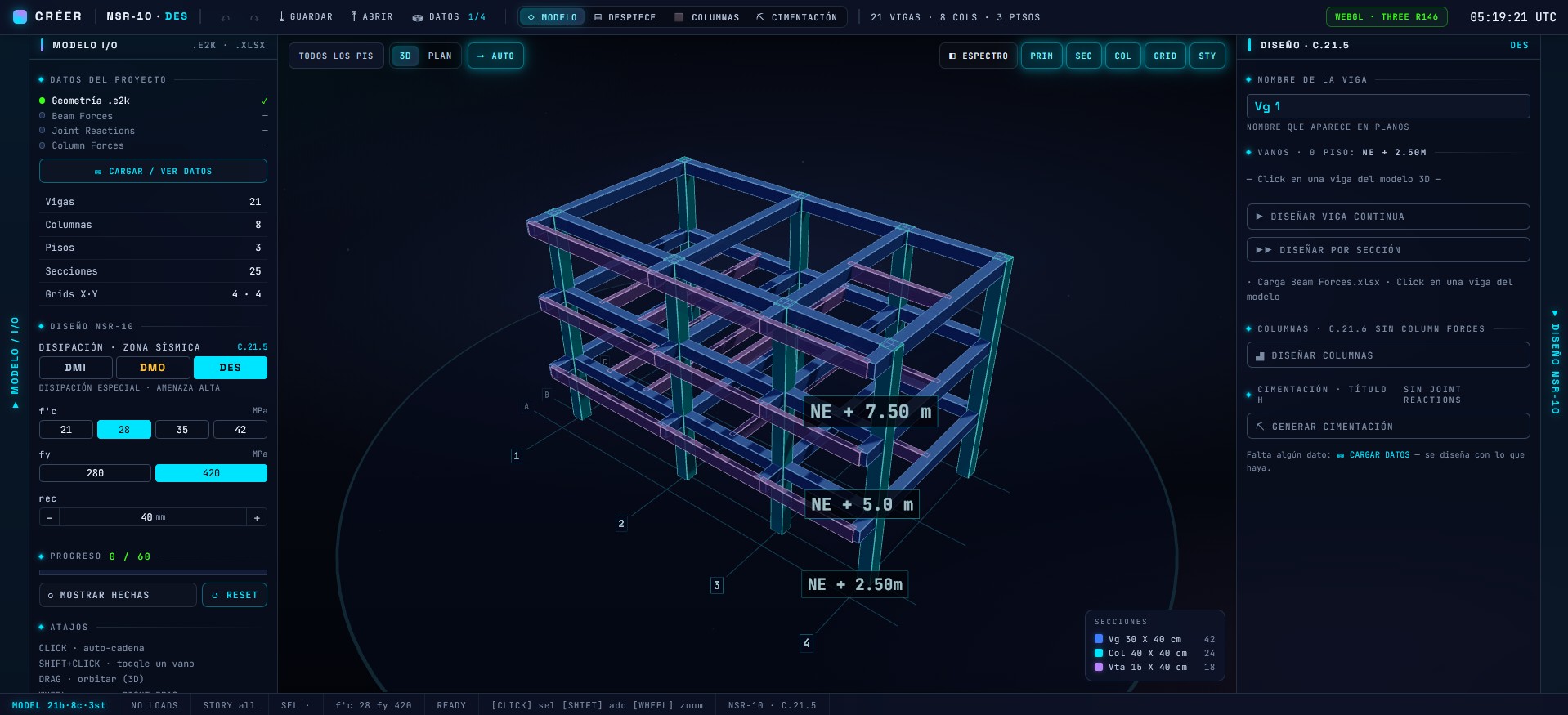 Del modelo estructural al despiece NSR-10 — software de ingeniería CRÉER