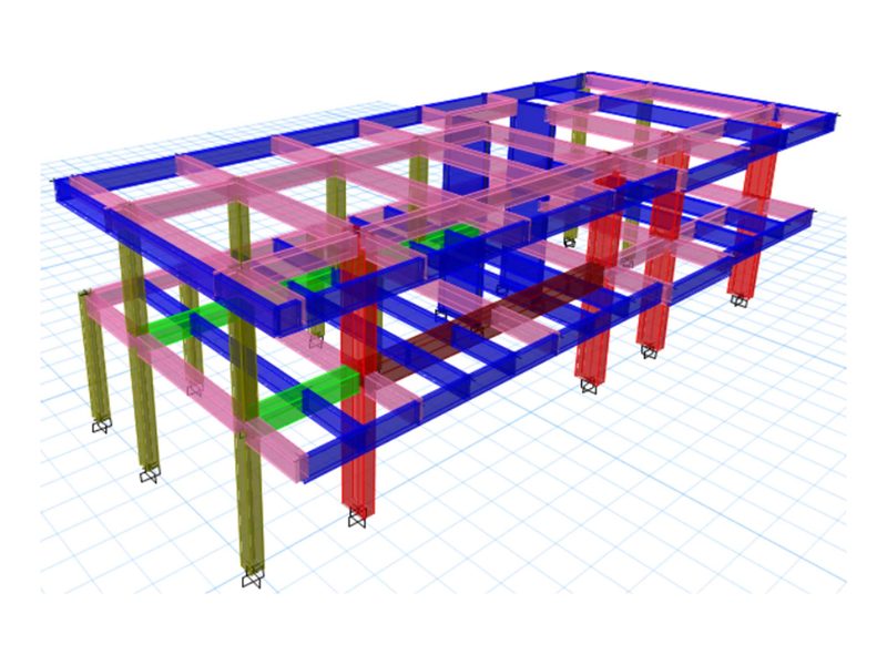 Modelo de análisis estructural de vivienda campestre de dos niveles en Envigado