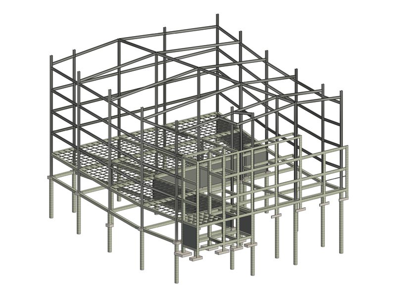 Estructura de bodega en acero con sótano en Armenia